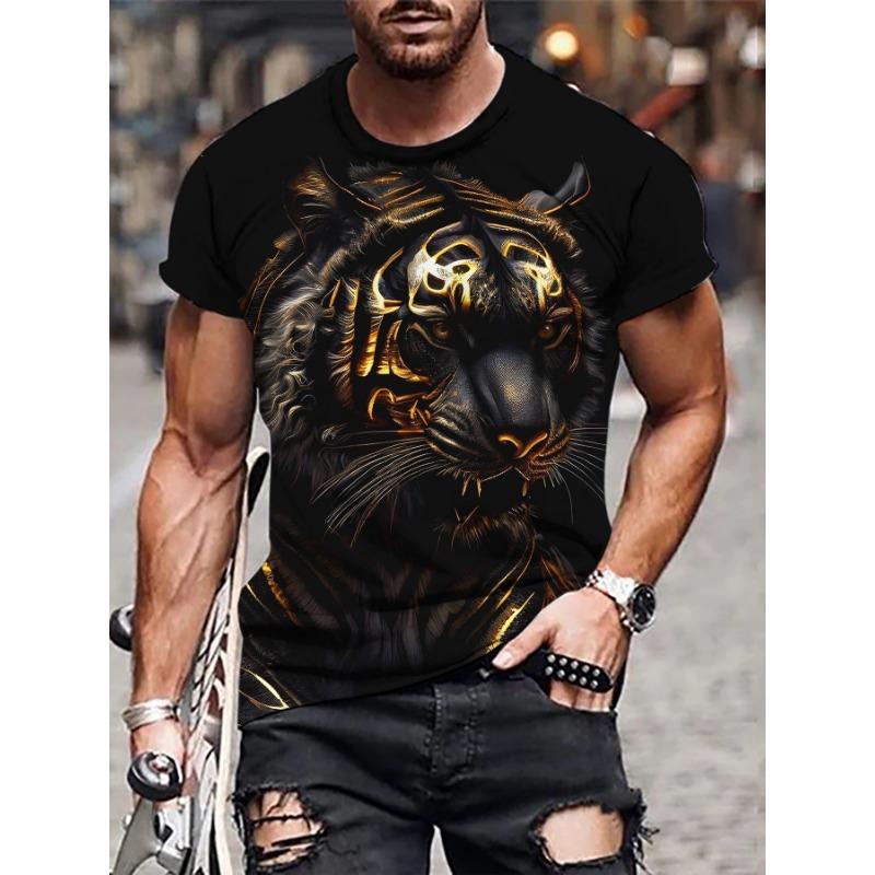 Short Sleeved Summer Spider Beast Digital Printed Fashionable T-shirt with Loose Fitting Head Round Neck Made of Milk Silk T-Shirts (men’s)