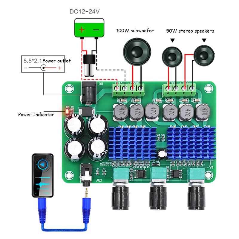 XH-A311 2x50 Вт + 100 Вт мощный цифровой усилитель мощности, 2,1-канальный модуль усилителя басов TPA3116D2