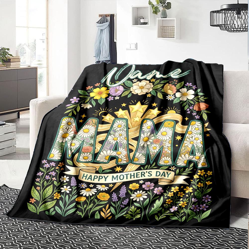 Bat And Floral Mandala Home Customize Your Name Blankets Soft Lightweight Cozy Allseason Throw Perfect For Couch Office Bed Living Room Or As A