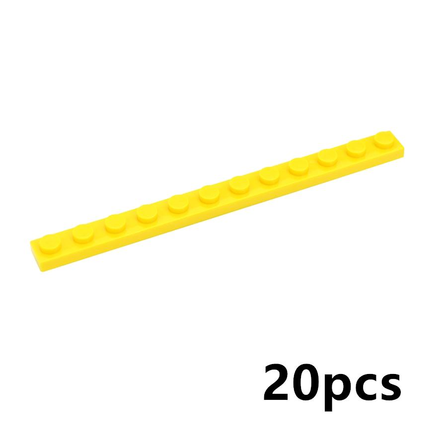 20Pcs MOC Thin Bricks 60479 Plate 1x12 Dots Model Building Blocks Bulk Colorful Parts DIY Educational Technical Classic Kid Toy
