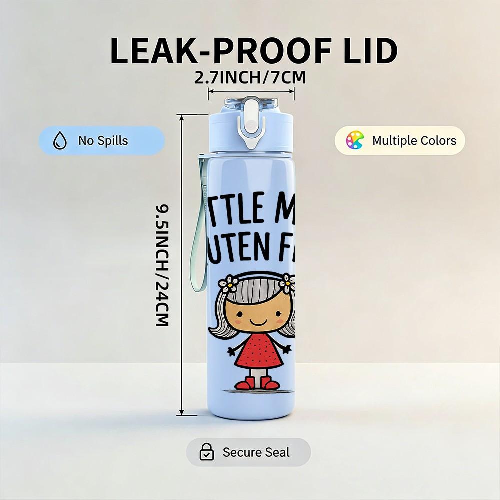 1PC Little Miss Gluten Free Cartoon 750ml Color Plastic Sports Water Bottle Leakproof Flip Straw Lid For Sports Office Home Use