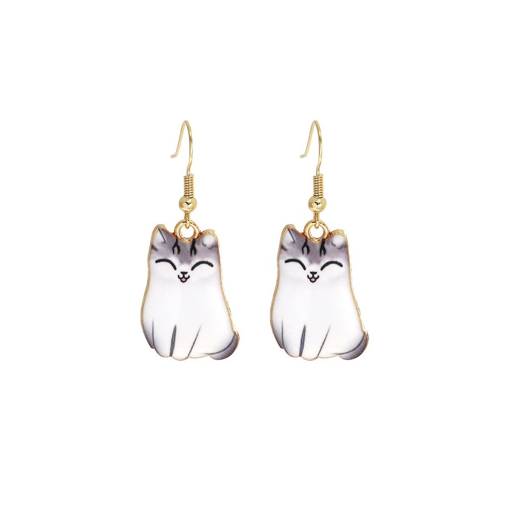 Fun Cartoon Cute Kitten Earrings, Creative Simple Earrings Animal Earrings