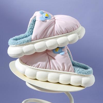 Милые домашние женские тапочки из хлопка конфетного цвета, осенние новые домашние нескользящие плюшевые тапочки, повседневные шлепанцы с круглым носком