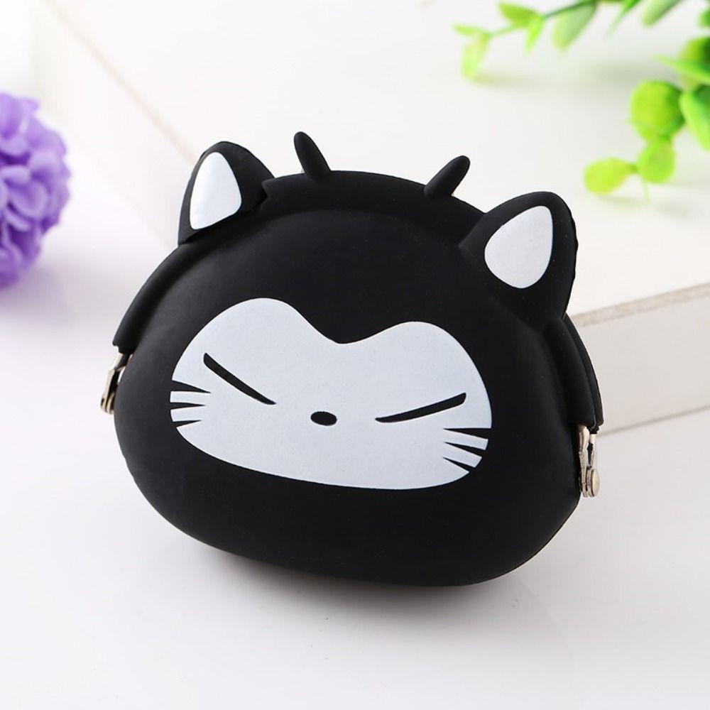 Solid Color Small Animal Wallet Mini Data Cable Storage Bag Cartoon Silicone Coin Purse Gift