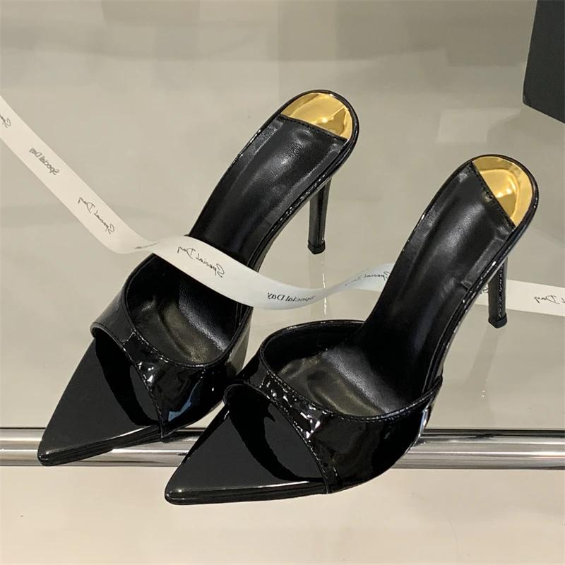 Мода Eilyken Летний Уличный Стиль Тонкие Каблуки Женские Шлепанцы Сексуальный Острый Носок Стриптизер Свадебные Шлепанцы Женская Обувь Zapatos De Mujer