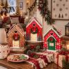 Holiday Souvenir Packaging Christmas House Shaped Candy Boxes with Handles, Festive Cottage Decorative Cabin Gift Holders Treat Containers for Cookies