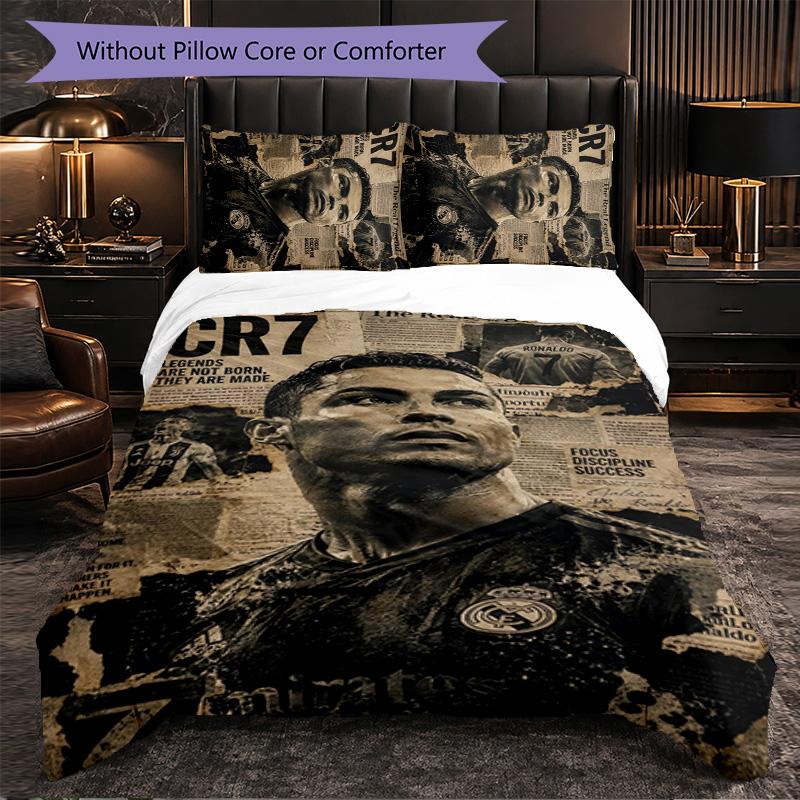 Cristiano Ronaldo Themed Bedding 3Pcs Duvet Cover Set Decorative Bed Linen For Teen Room Home Decoration