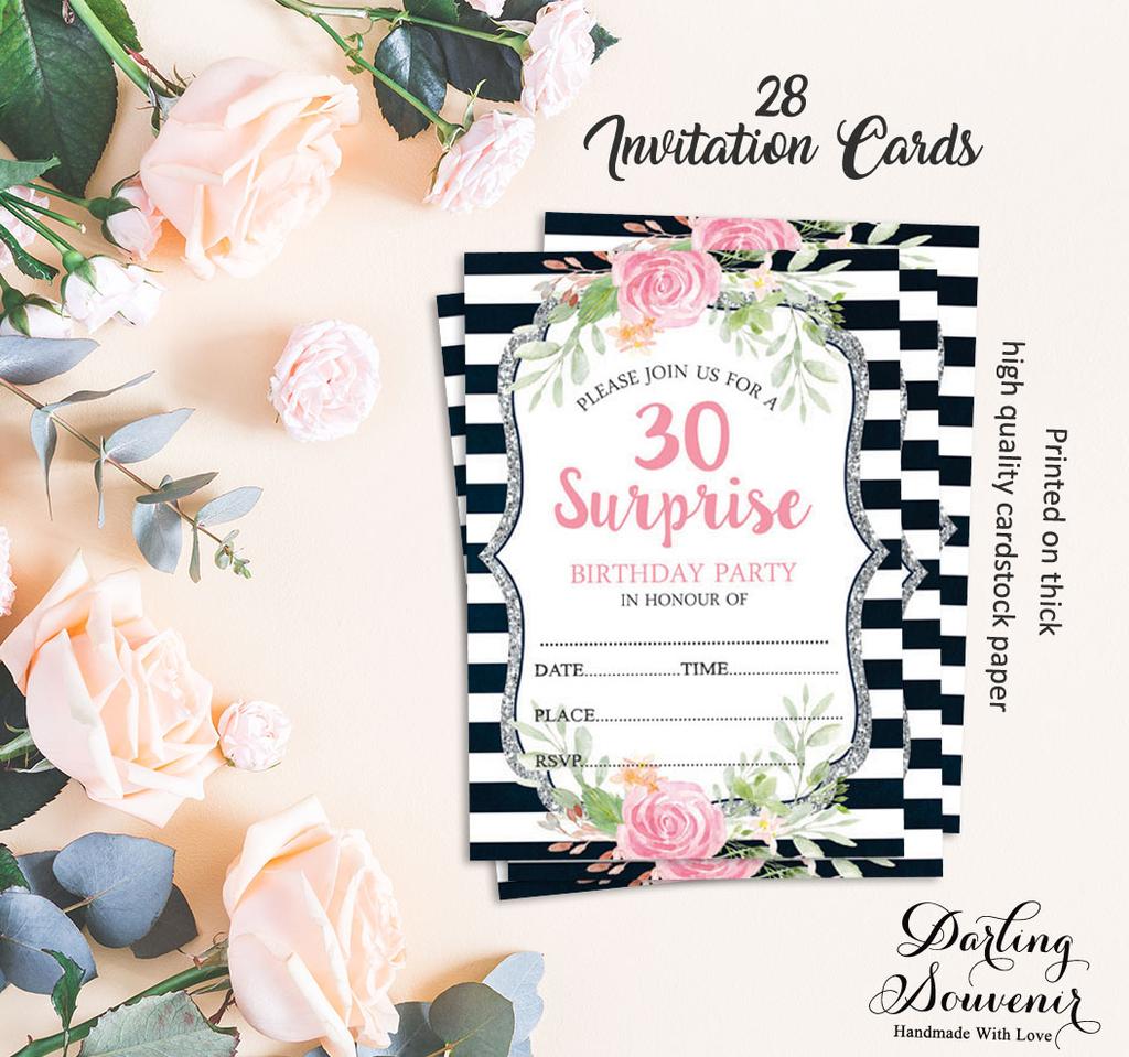 Darling Souvenir White Birthday Invitation Card 28 шт. Заполните или напишите пустые приглашения для печати Принадлежности для вечеринок 5x7