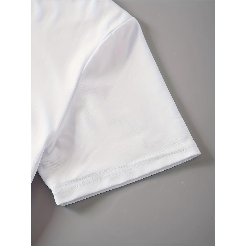 Европейский размер [Футболка с буквенным слоганом] Графическая футболка с буквенным слоганом - Повседневная с круглым вырезом и коротким рукавом, Машинная стирка