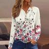 Жен. Футболка Футболка Пуговицы Цветочный принт Длинный рукав Повседневные Выходные Мода Классический Классический V-образный вырез Обычный Топ