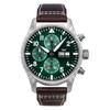 Pilots Chronograph Leather Strap Green Dial Automatic IW378005 100M Men's Watch