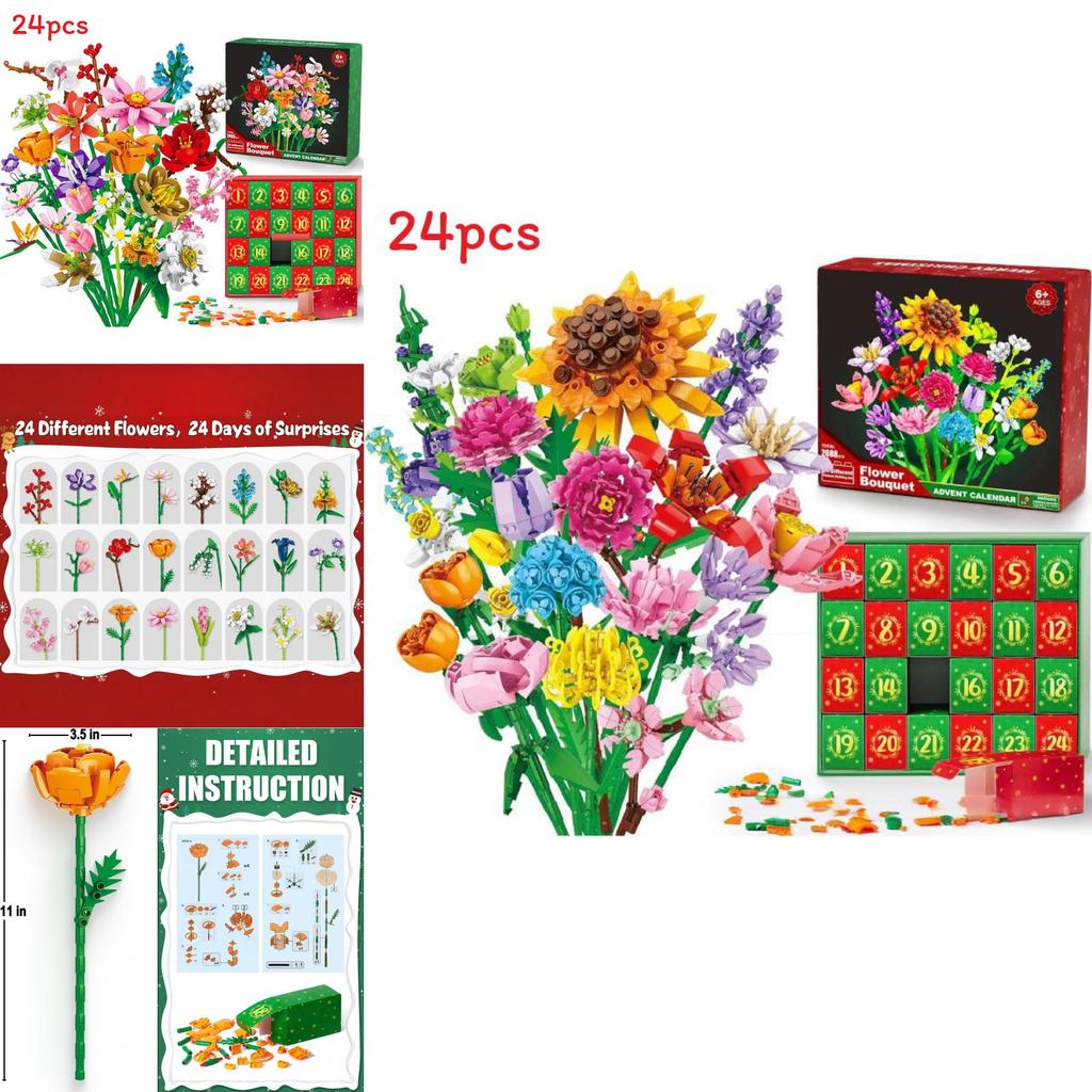Цветочный букет Рождественский календарь обратного отсчета Адвент-календарь Слепой бокс Строительные блоки Для поделок своими руками и праздничного подарка