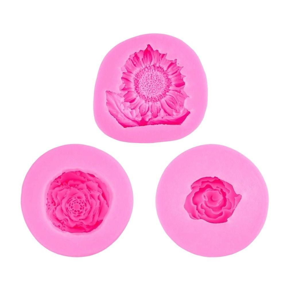 3pcs Sunflower Peony Rose Flower Silicone Mold Chocolate Candy Mold  DIY Craft Project