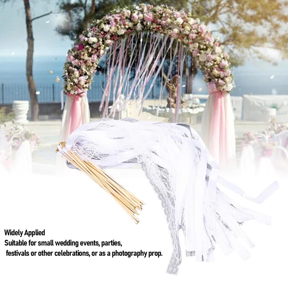 40pcs Polyester Cloth Wedding Wand Sticks Wood Handle Ribbon Streamers Wand Holiday Celebration