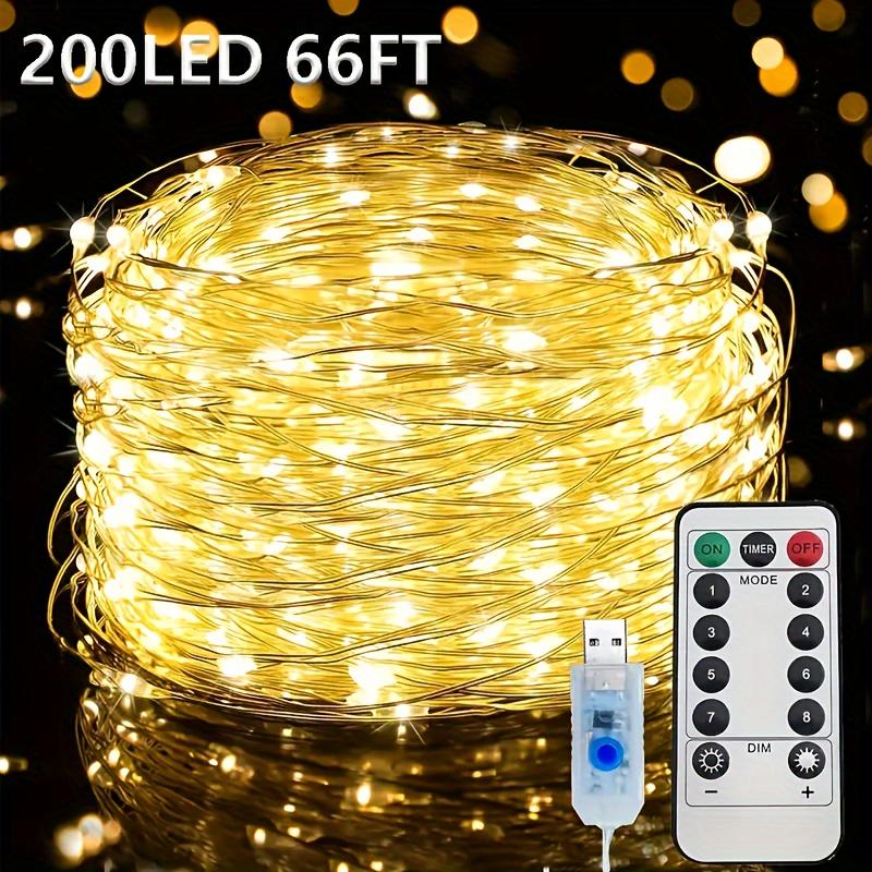high qualityBZPCF 1pc USB Fairy String Lights, 66FT 200LED, 33Ft 100 LED, 16.4FT 50LED, Silver Wire, 8 Lighting Modes, Remote Control, USB Powered,