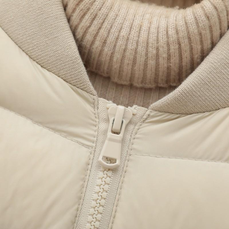 Womens Lightweight Short Down Jacket With Baseball Collar Warm Duck Coat Winter