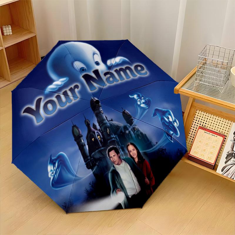 Custom Text Automatic 8 Bone Umbrella, Portable Sun Rain Protection UmbrellaCasper the Friendly Ghost