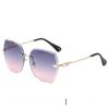 Metallic Frame Geometric Sunglasses With Gradient Pink Lenses Uv400 For Outdoor Activities And Parties