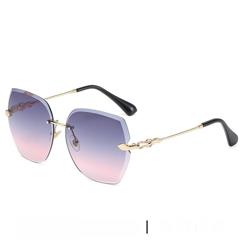 Metallic Frame Geometric Sunglasses With Gradient Pink Lenses Uv400 For Outdoor Activities And Parties