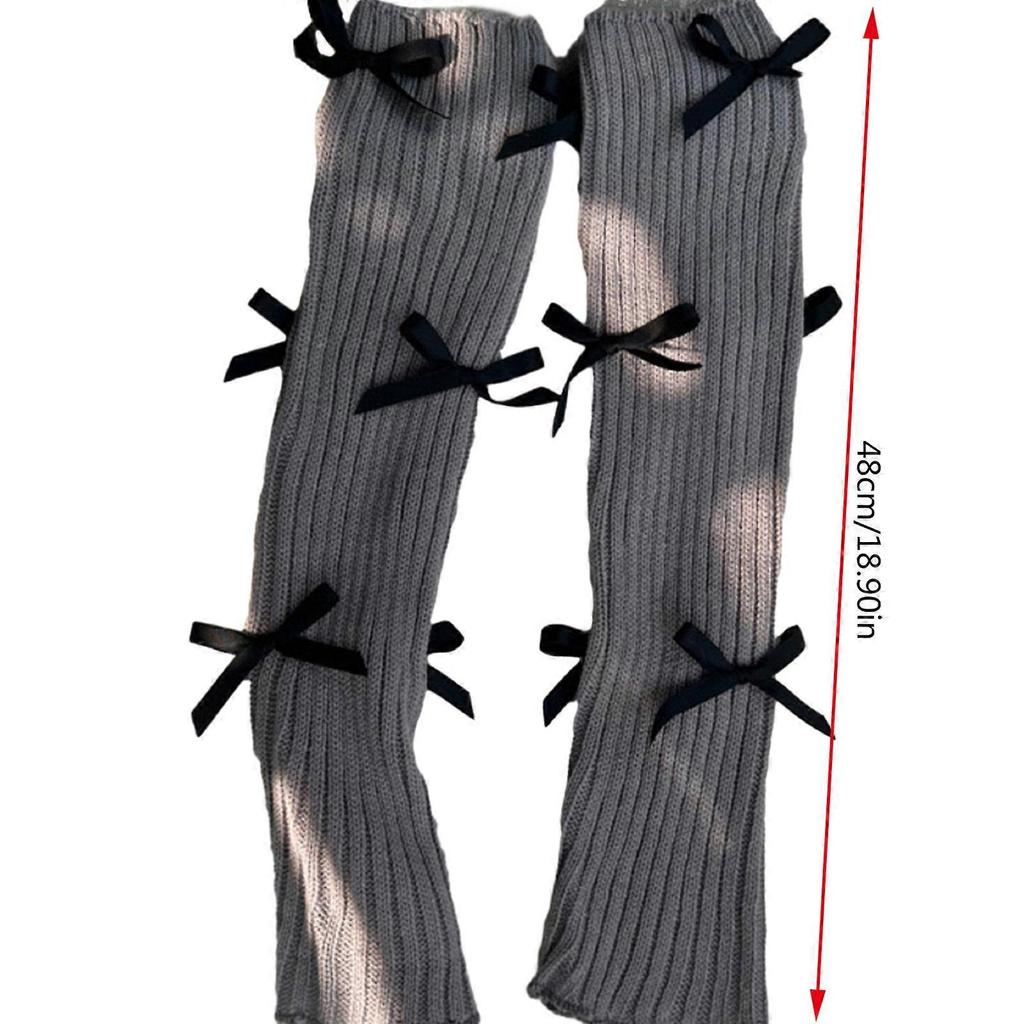 Leg Warmers for Women Girls Ballet Style Lolitas Leg Warmer Bowknot Knit Long Socks Gothic Harajuku Leg Cover Stockings White