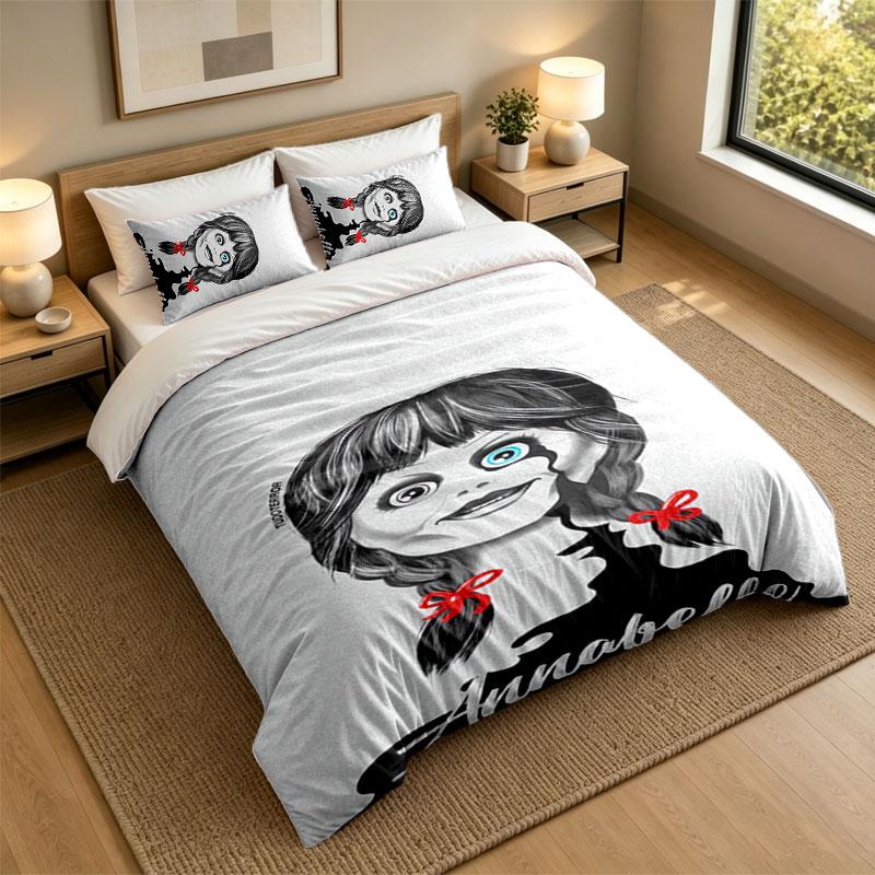 3Pcs Bedding SetThe Conjuring Annabelle Soft Bed Sheet and Two Pillowcases Home Bedroom Decor