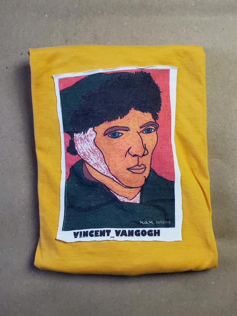 Vincent Van Gogh Self Portrait with Bandaged Ear Parody Pop Art T-shirt Tops Tees Unisex Large