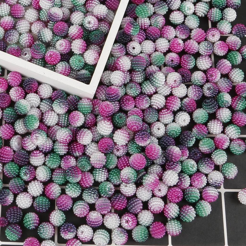 10mm 50pcs Acrylic Bayberry Gradient Color Round Loose Beads for DIY Jewelry Making