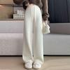 Knitted Wide Leg Pants, Women's High Waisted, Winter Straight Tube Loose Casual Pants, Draping and Floor Dragging Pants