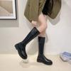 Высококачественная обувь, женские сапоги на молнии, осенние сапоги с круглым носком, разноцветные, высокие, на блочном каблуке, рыцарские сапоги Botas De Mujer
