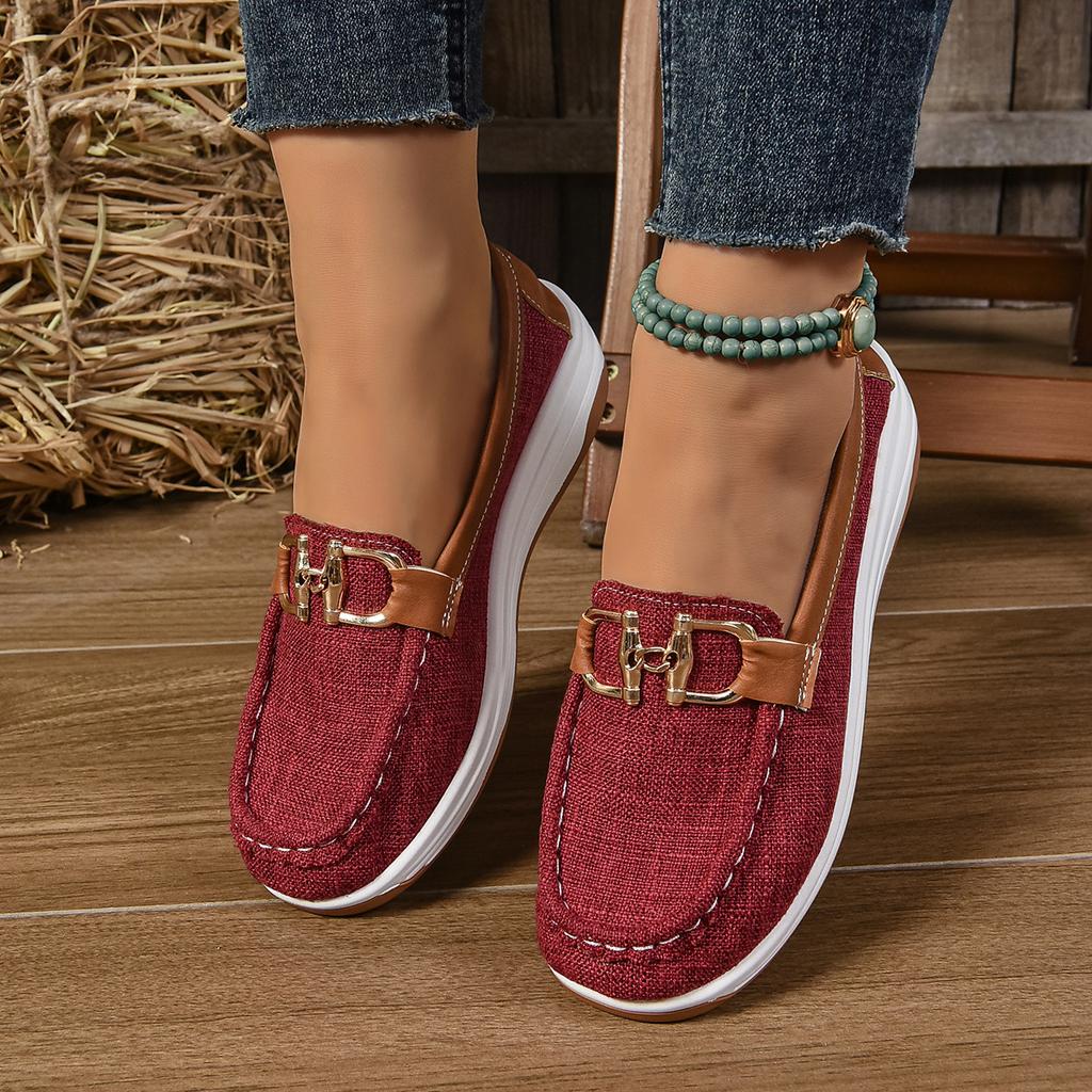 Большой размер 2025 Весна и Осень Новая Повседневная обувь В полоску Металлическая цепочка Обувь с низким верхом Легкая Обувь с круглым носком