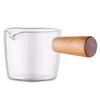 Glass Measuring Cup with Wood Handle Espresso Milk Coffee Mug 100ml Double Scale Clear Coffee Brewing Supplies