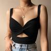 Женские сексуальные открытые бандажные короткие стильные топы на бретелях с v-образным вырезом, однотонные, с открытой спиной, без рукавов, женские летние повседневные тонкие жилеты