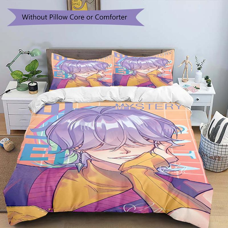 3pcs Saja Boys Bedding Set Duvet Cover Closure Includes 1 Duvet Cover & 2 Pillowcases, Soft and Comfortable for All Seasons.