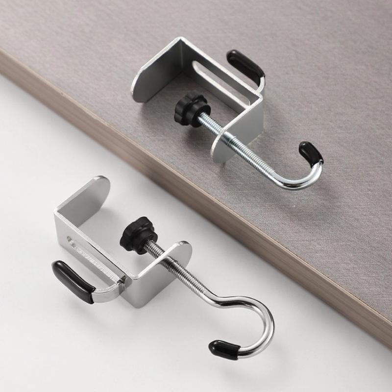 2pcs Punch-free Double Hook Detachable Backpack Hook Portable Desk Edge Hook Office Desktop Edge