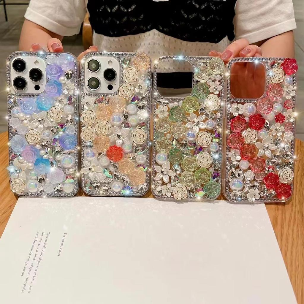Модный блестящий чехол с бриллиантами и розами для Xiaomi Redmi Note 12 Pro Note11 Pro Note10pro K50, роскошный кристаллический горный хрусталь с блестками, задняя крышка «сделай сам»