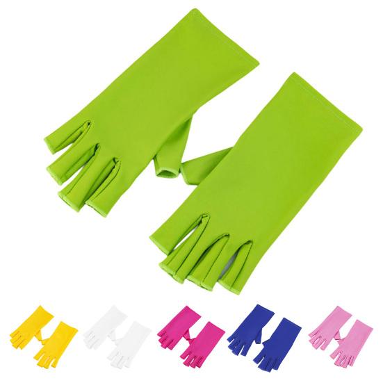 1 пара перчаток для ногтей, дышащие, устойчивые к ультрафиолетовому излучению, без запаха, эластичные, моющиеся, защита от солнца, полиэстер, для профессионалов, половина пальца