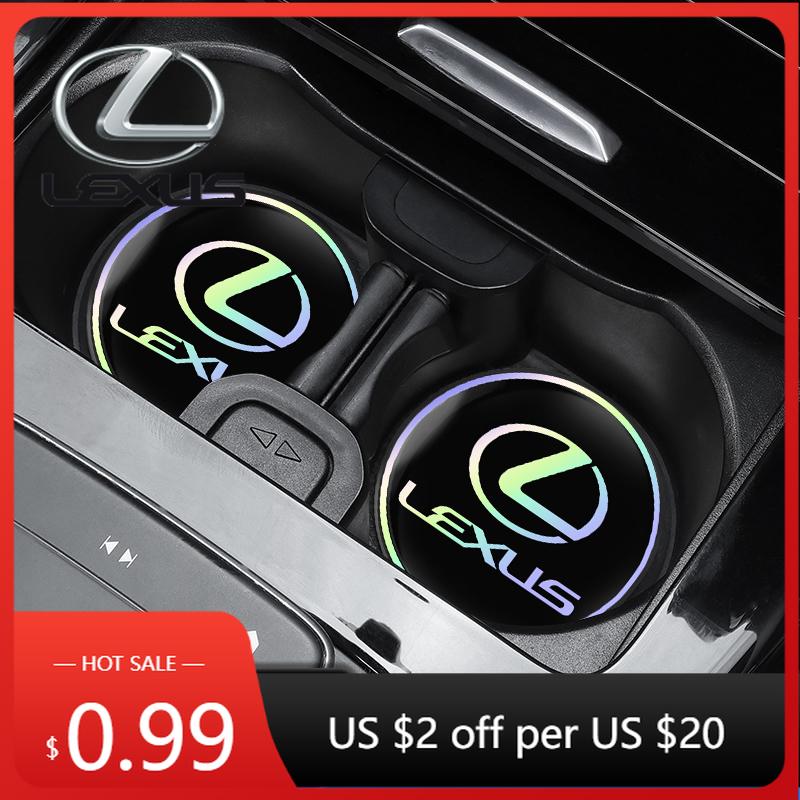 Interior Stickers 2Pcs Car Water Cup Mat Auto Interior Storage Pad Accessories For Lexus F SPORT GX460 Ct200h IS250 ES 220D IS2