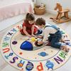 ABC Kids Alphabet Round Rug Washable Soft  Nursery Rug,Non-Slip Educational Carpet with Space Astronaut Design for Classroom