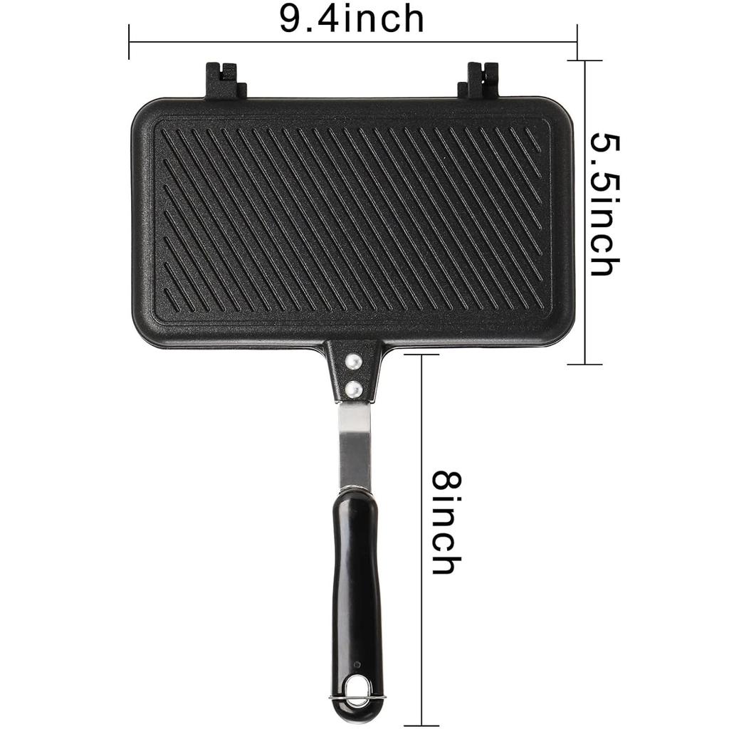 Sandwich Maker, Non-stick Grill Panini Maker Pan with Handle, Stovetop Toasted Aluminum Flip Pan