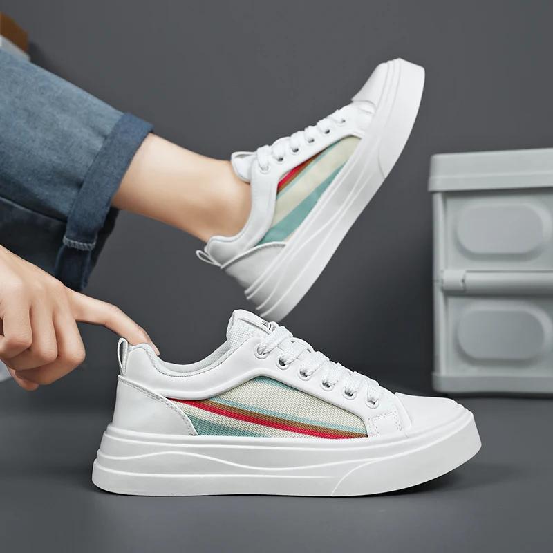 Модные Белые Мужские Спортивные Обувь Мужская Скейтбординг Обувь Уличные Беговые Кроссовки Платформа Повседневная Обувь Дышащая Легкая Ходьба Обувь