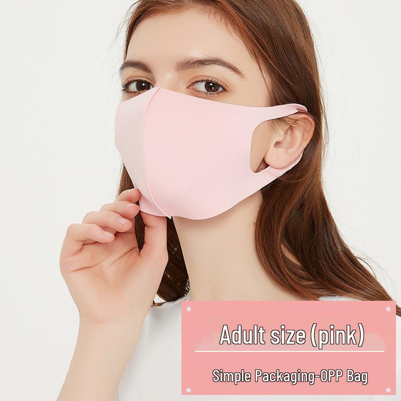 3D черная маска из ледяного шелка: Женский дышащий, пыленепроницаемый, моющийся, солнцезащитный с нанесенным логотипом - Подходит для всех сезонов.