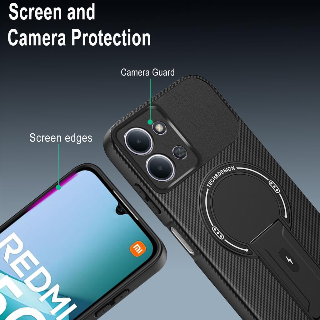 Чехол для телефона с текстурой углеродного волокна и подставкой для Xiaomi 15T Pro 5G Xiaomi15t Mi15t Защитный чехол для Xiaomi 15T