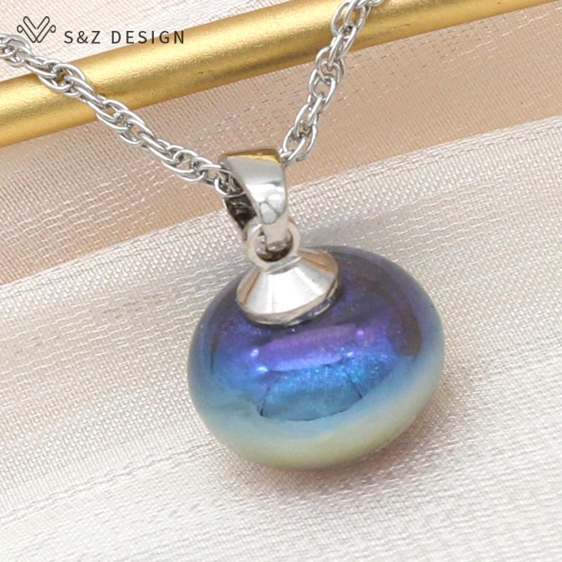 Fashion Elegant Rose Gold Color Round Simulated-pearl Pendant Necklace For Women Wedding Girl Party Jewelry Gift