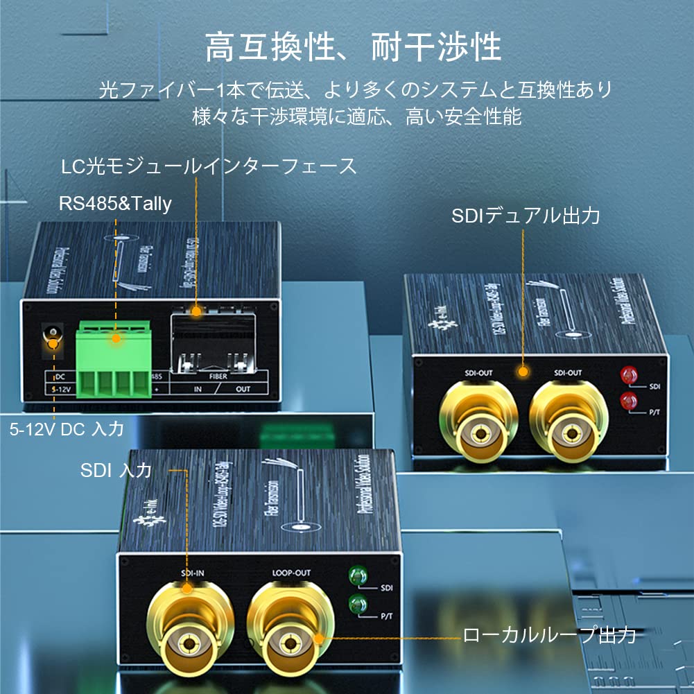 Мини-конвертер 12G SDI Fiber Extender Оптоволоконный 12G 4K SDI в оптоволоконный конвертер Модуль SFP в комплекте Петлевой выход обратный RS485 tally одноволоконный