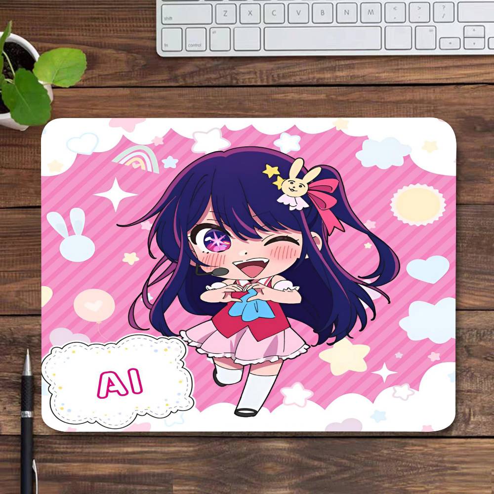 Игровой коврик для мыши Oshi No Ko Ai Hoshino, маленький, с заблокированным краем, для геймеров, коврик для компьютерного стола, прямоугольный, противоскользящий, резиновый