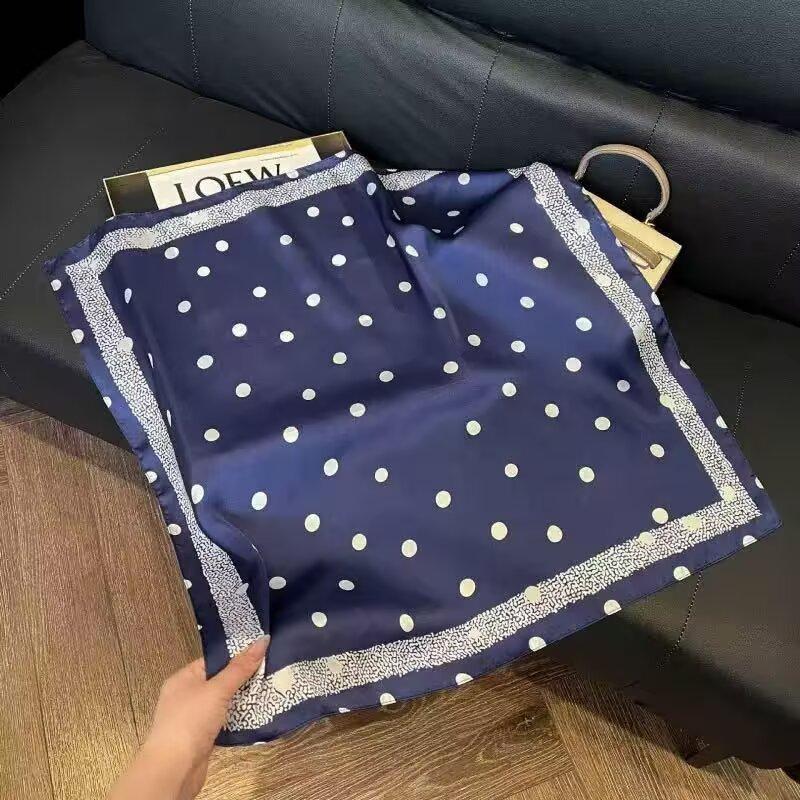 New white 71CM premium silk scarf women's neck protector scarf spring and autumn retro scarf shawl tied bag straight hair