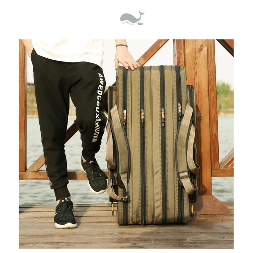 Multi-purpose Hard Steel 2/3/4 Layer Fishing Bag Fishing Rod Carrier Oxford Pole Tools Storage Bags Fishing Gear Case Organizer