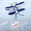 2pcs Wedding Bridal Garters Party Ball Photography Sexy Lace Flowers Pearls Leg Loop Accessories