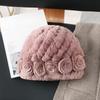 Winter Warm Scarf Hat Two-piece Set, Middle-aged and Elderly Temperament Rex Rabbit Fur Hat, Mother Flower Scarf
