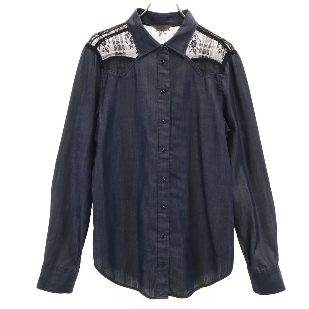 Diesel Гоночная рубашка Chambray с длинным рукавом S Темно-синяя Женская Б/У